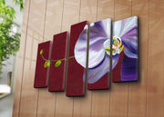 Conjunto de Quadros Decorativos em Tela (5 Peças) Multicolor – Suede Canvas 100%, Moldura de Madeira 3 cm, 70 x 105 cm (5PATK-101)