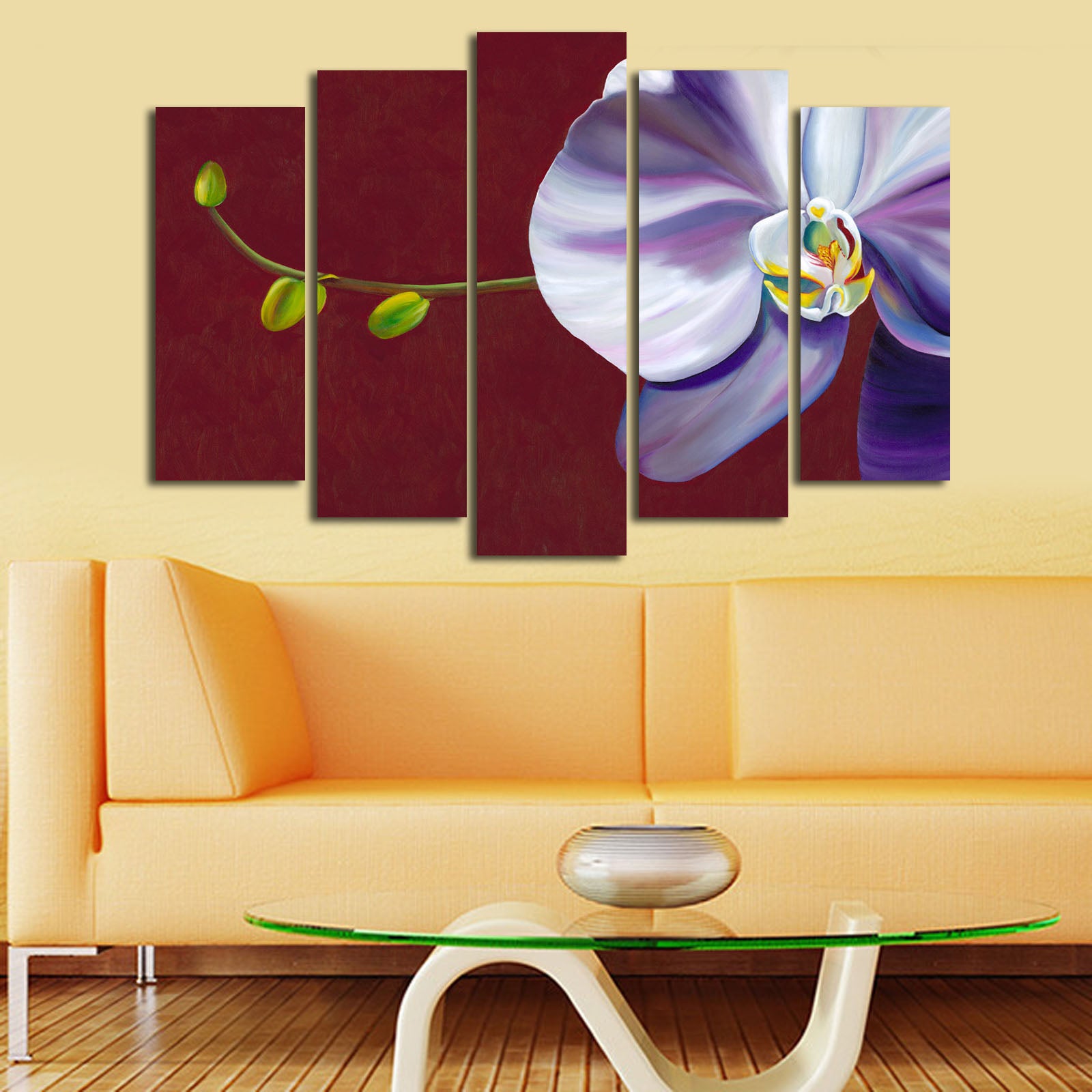 Conjunto de Quadros Decorativos em Tela (5 Peças) Multicolor – Suede Canvas 100%, Moldura de Madeira 3 cm, 70 x 105 cm (5PATK-101)