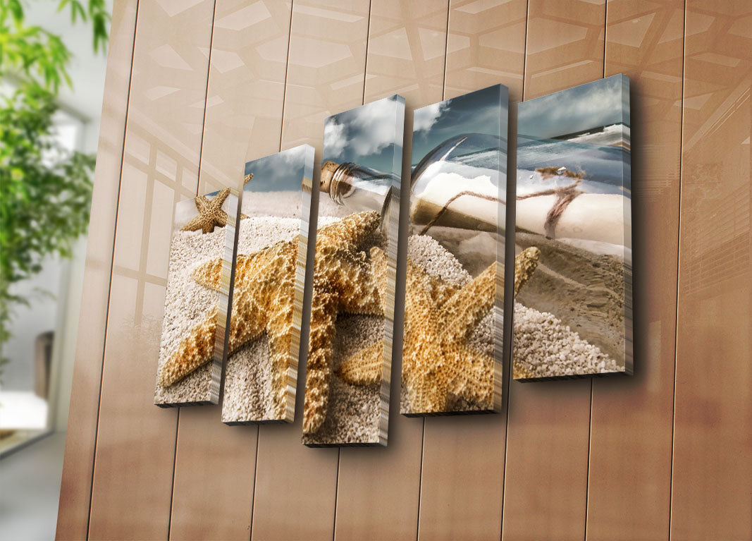 Conjunto de Quadros em Tela (5 Peças) Multicolor 70x105 cm | 100% Tela Suede | Moldura de Madeira 3 cm – 5PATK-103