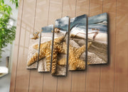 Conjunto de Quadros em Tela (5 Peças) Multicolor 70x105 cm | 100% Tela Suede | Moldura de Madeira 3 cm – 5PATK-103