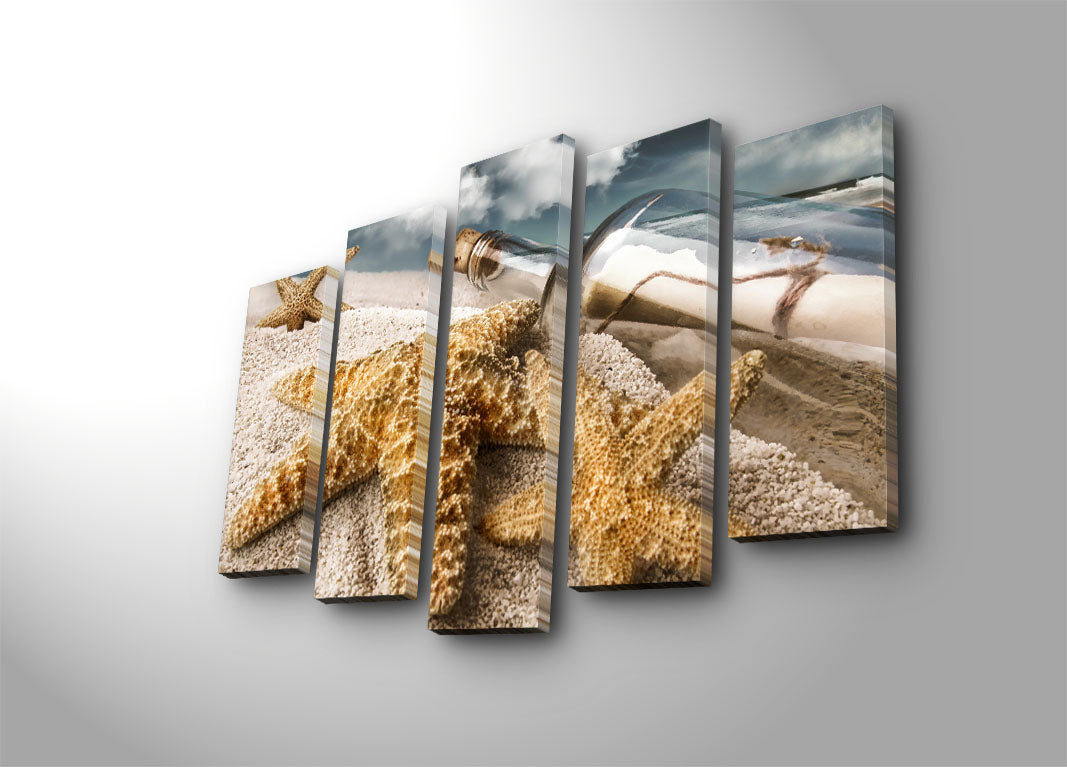 Conjunto de Quadros em Tela (5 Peças) Multicolor 70x105 cm | 100% Tela Suede | Moldura de Madeira 3 cm – 5PATK-103