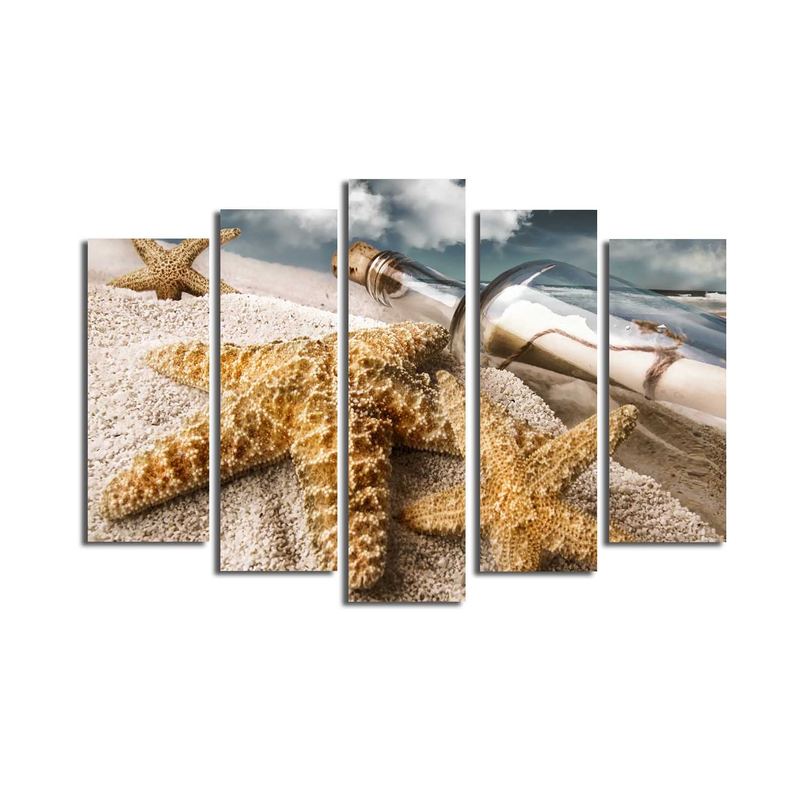 Conjunto de Quadros em Tela (5 Peças) Multicolor 70x105 cm | 100% Tela Suede | Moldura de Madeira 3 cm – 5PATK-103