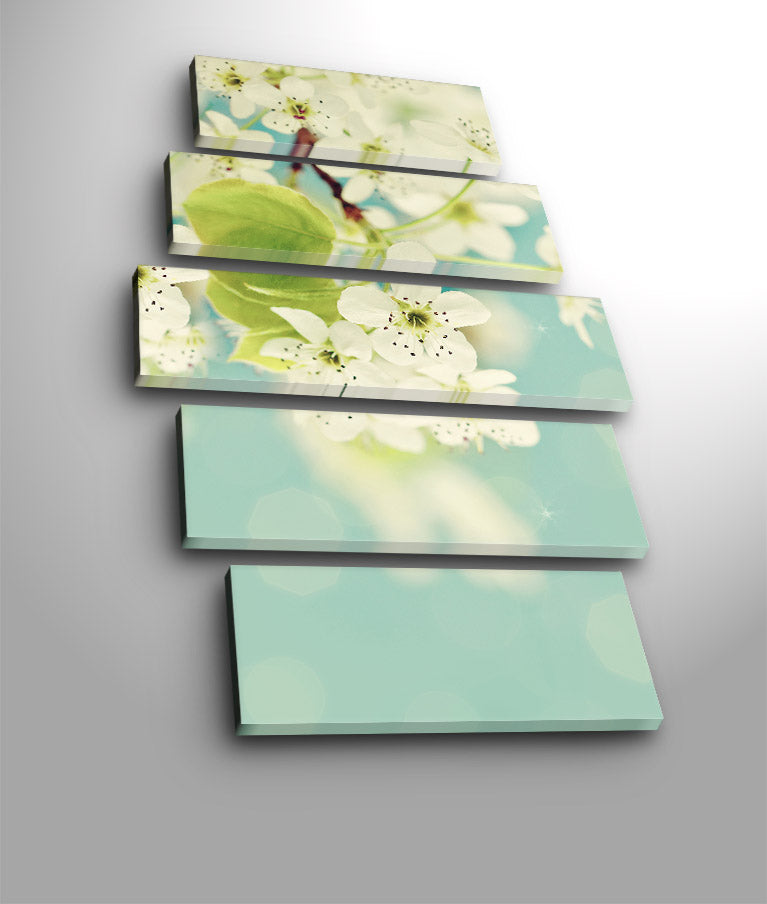 Conjunto de Quadros Decorativos em Tela Suede 100% (5 Peças) Multicolor com Moldura de Madeira – 70 x 105 cm – 5PATK-104