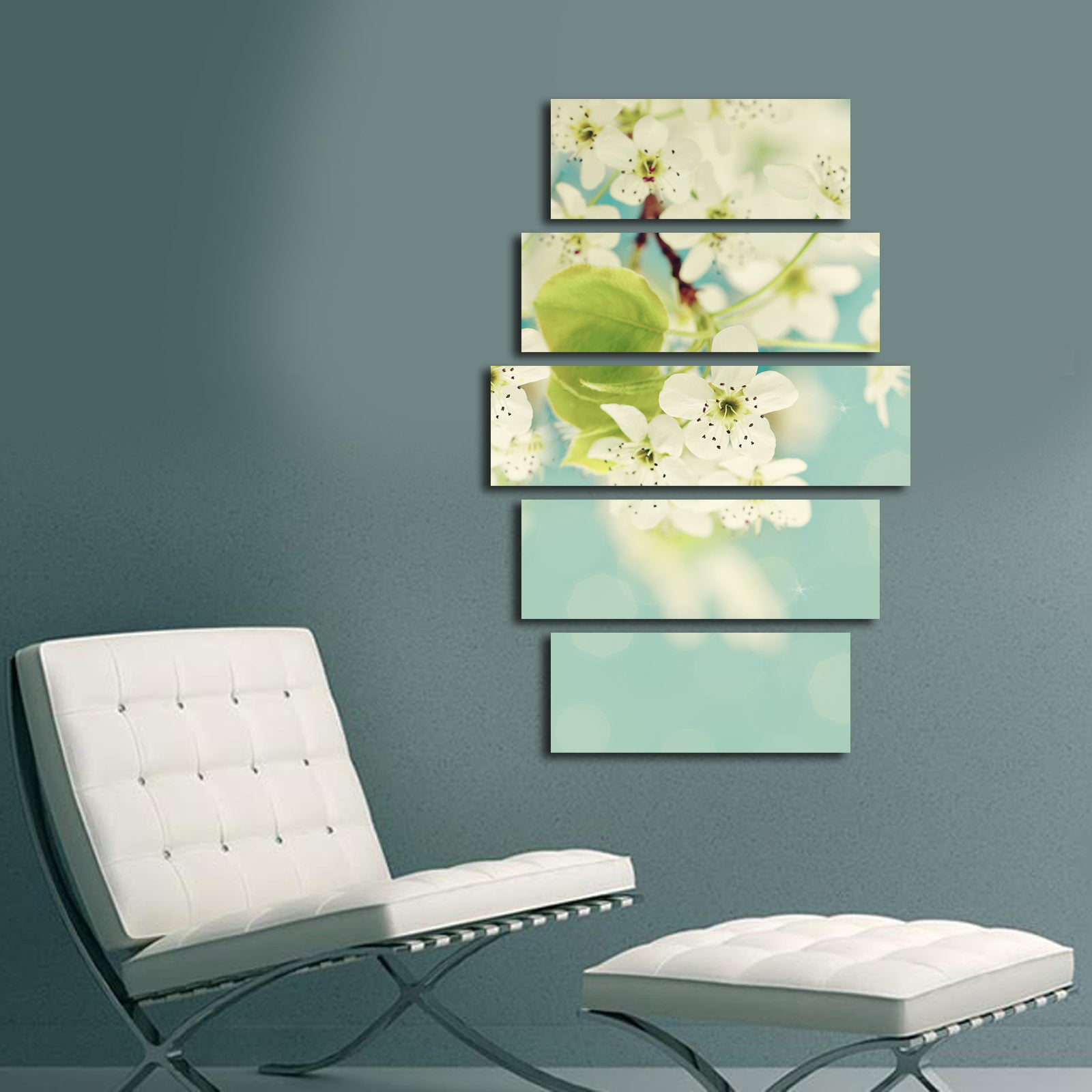 Conjunto de Quadros Decorativos em Tela Suede 100% (5 Peças) Multicolor com Moldura de Madeira – 70 x 105 cm – 5PATK-104