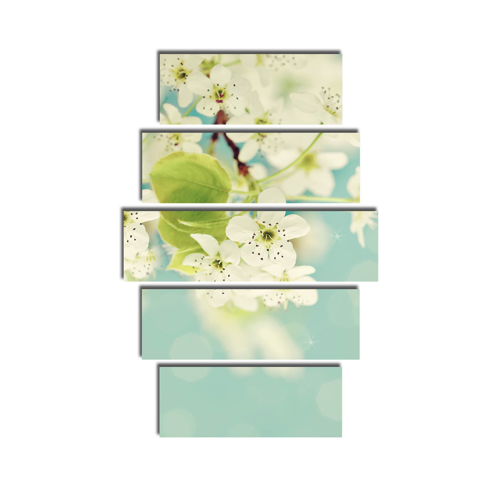 Conjunto de Quadros Decorativos em Tela Suede 100% (5 Peças) Multicolor com Moldura de Madeira – 70 x 105 cm – 5PATK-104