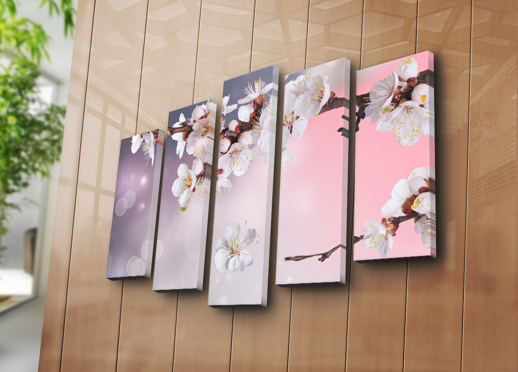 Quadro Decorativo em Tela (5 Peças) Multicolor – 70 x 105 cm, Tela Suede 100%, Moldura de Madeira