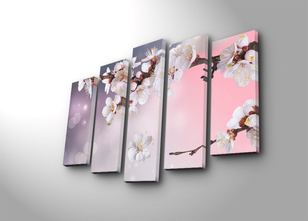 Quadro Decorativo em Tela (5 Peças) Multicolor – 70 x 105 cm, Tela Suede 100%, Moldura de Madeira