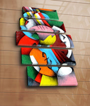 Quadro Decorativo em Tela Suede Multicolor 5 Peças 70x105 cm com Moldura de Madeira | 5PATK-106