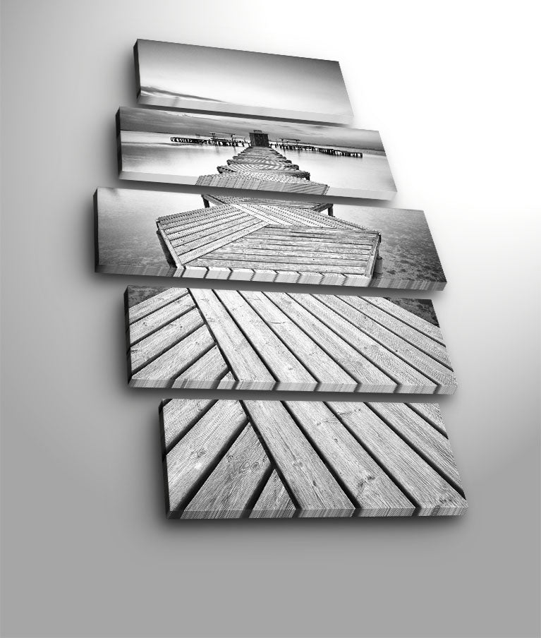 Quadro Decorativo em Tela Suede 100% (Conjunto 5 Peças) Multicolor 70 x 105 cm com Moldura 100% Madeira 3 cm – 5PATK-108