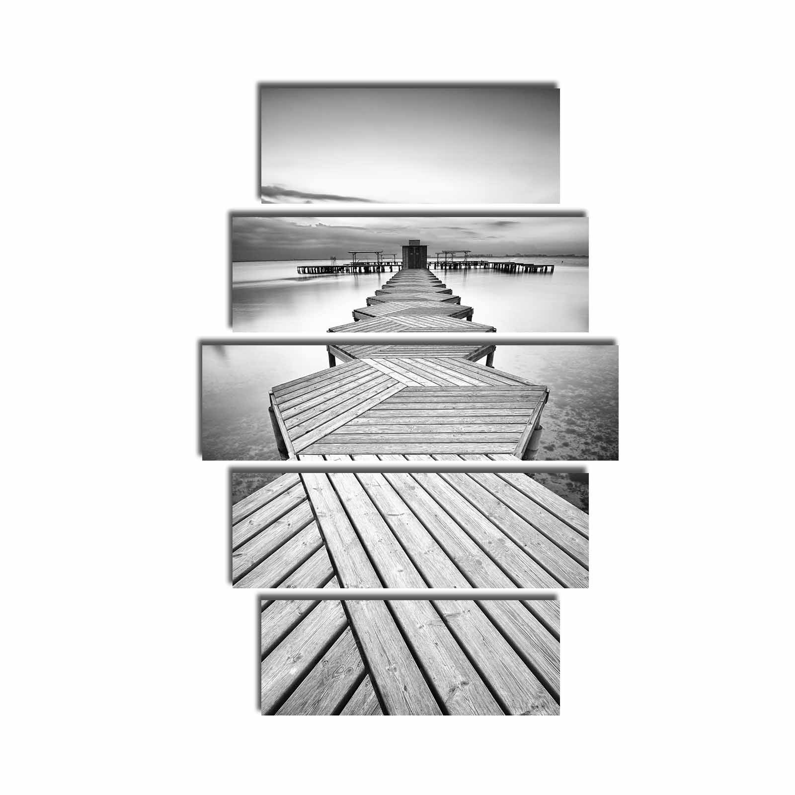 Quadro Decorativo em Tela Suede 100% (Conjunto 5 Peças) Multicolor 70 x 105 cm com Moldura 100% Madeira 3 cm – 5PATK-108