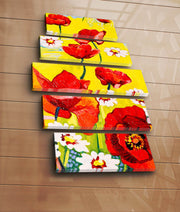 Quadro Decorativo em Tela Suede (5 Peças) — Multicolorido, Moldura de Madeira, 70 x 105 cm