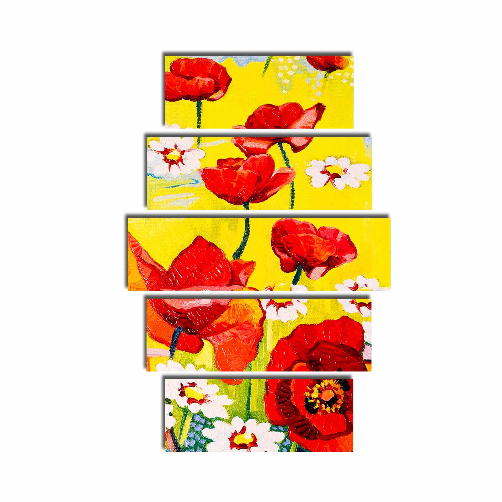 Quadro Decorativo em Tela Suede (5 Peças) — Multicolorido, Moldura de Madeira, 70 x 105 cm