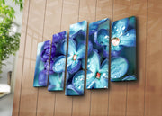 Quadro Decorativo em Tela Suede 100% (5 Peças) Multicolor 70x105 cm | Moldura de Madeira 3 cm | 5PATK-110