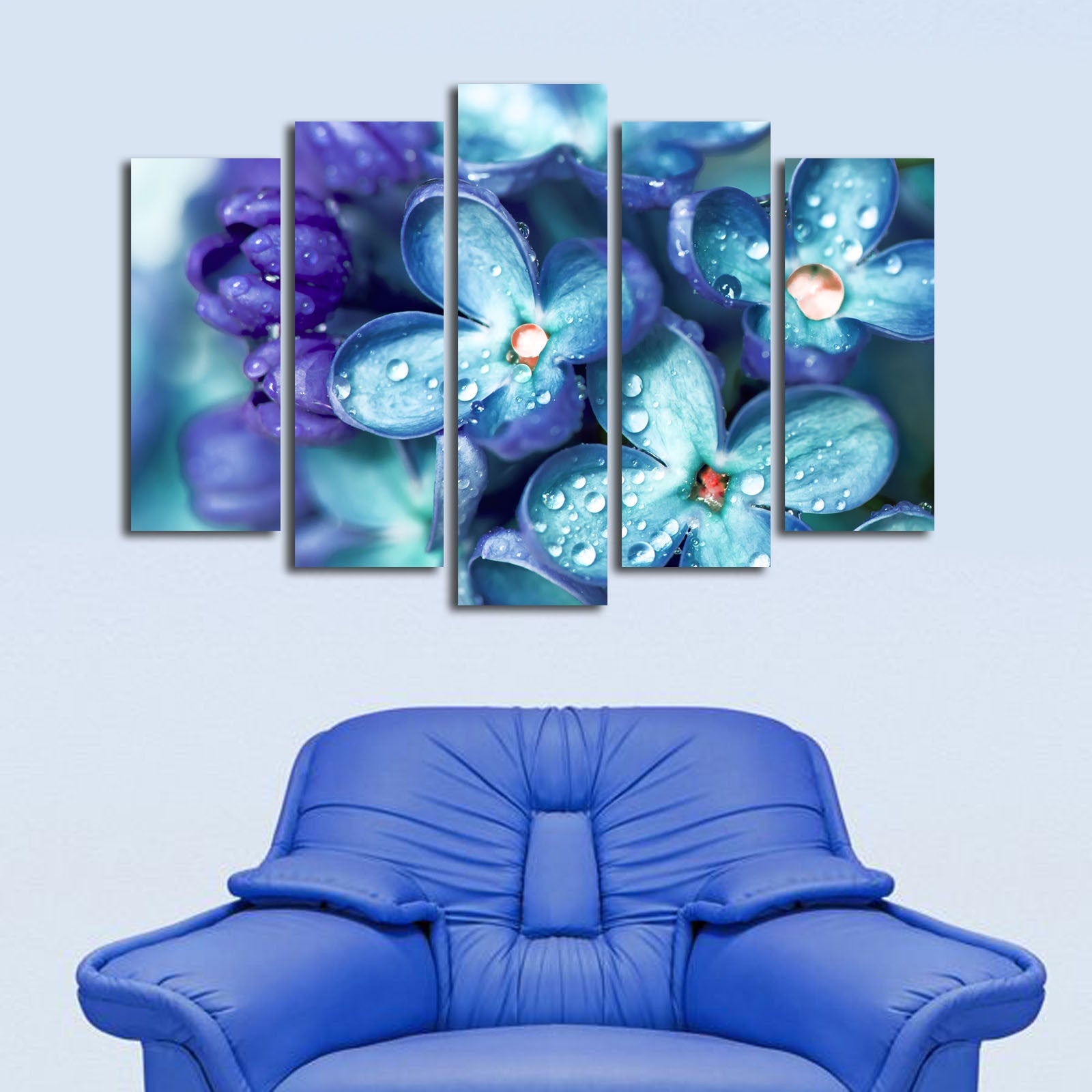 Quadro Decorativo em Tela Suede 100% (5 Peças) Multicolor 70x105 cm | Moldura de Madeira 3 cm | 5PATK-110