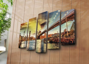 Quadro Decorativo Multicolor em Tela Suede — Conjunto 5 Peças 70x105 cm com Moldura de Madeira (5PATK-111)