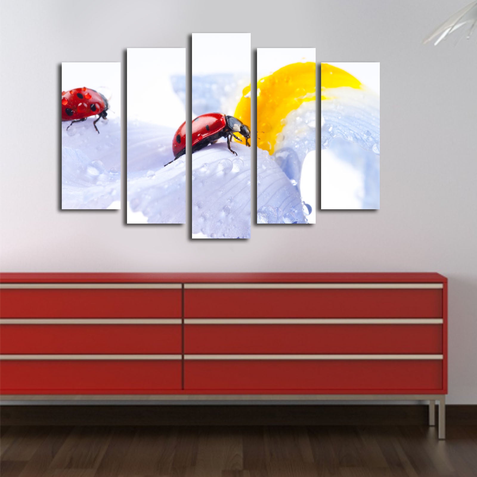 Conjunto de Quadros em Tela Suede 100% (5 Peças) Multicolor 70x105 cm – Moldura de Madeira