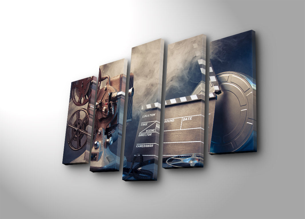 Tela Decorativa Multicolor em Camurça – Conjunto de 5 Peças com Moldura de Madeira (70 x 105 cm)