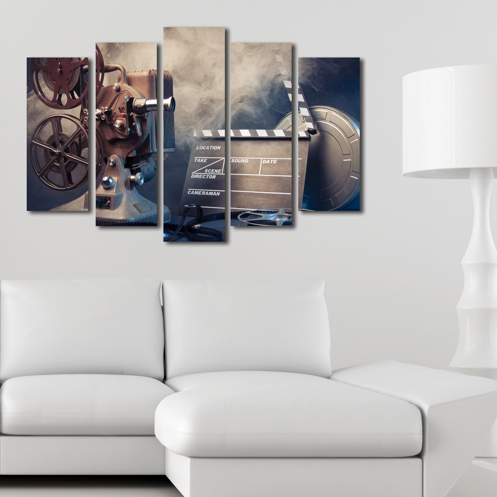 Tela Decorativa Multicolor em Camurça – Conjunto de 5 Peças com Moldura de Madeira (70 x 105 cm)