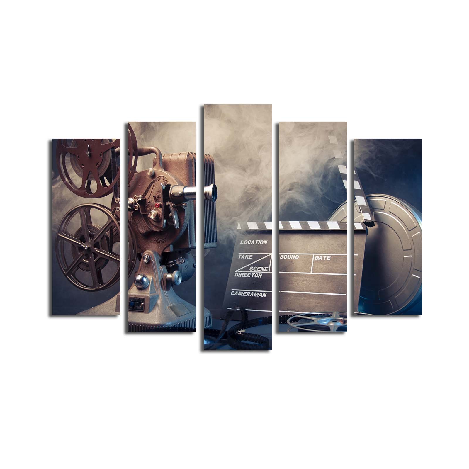 Tela Decorativa Multicolor em Camurça – Conjunto de 5 Peças com Moldura de Madeira (70 x 105 cm)