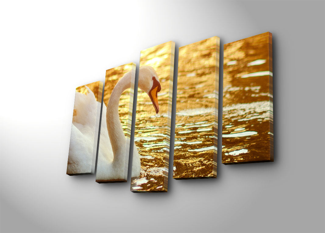 Conjunto de Quadros em Tela Decorativa (5 Peças), Multicolor, Suede 100%, Moldura de Madeira, 70 x 105 cm