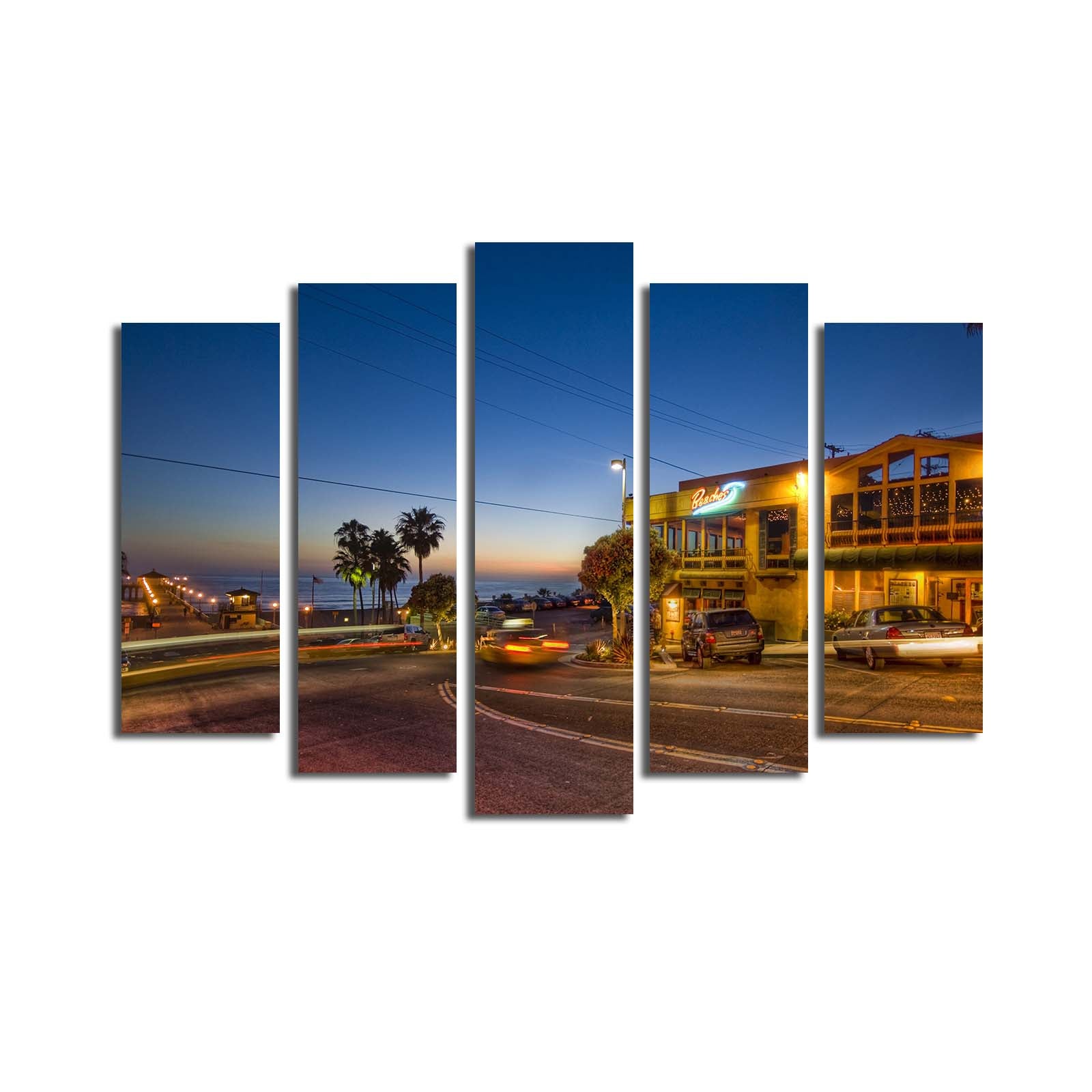 Quadro Decorativo em Tela (5 Peças) Multicolor – Suede 100% com Moldura de Madeira 3 cm, 70 x 105 cm