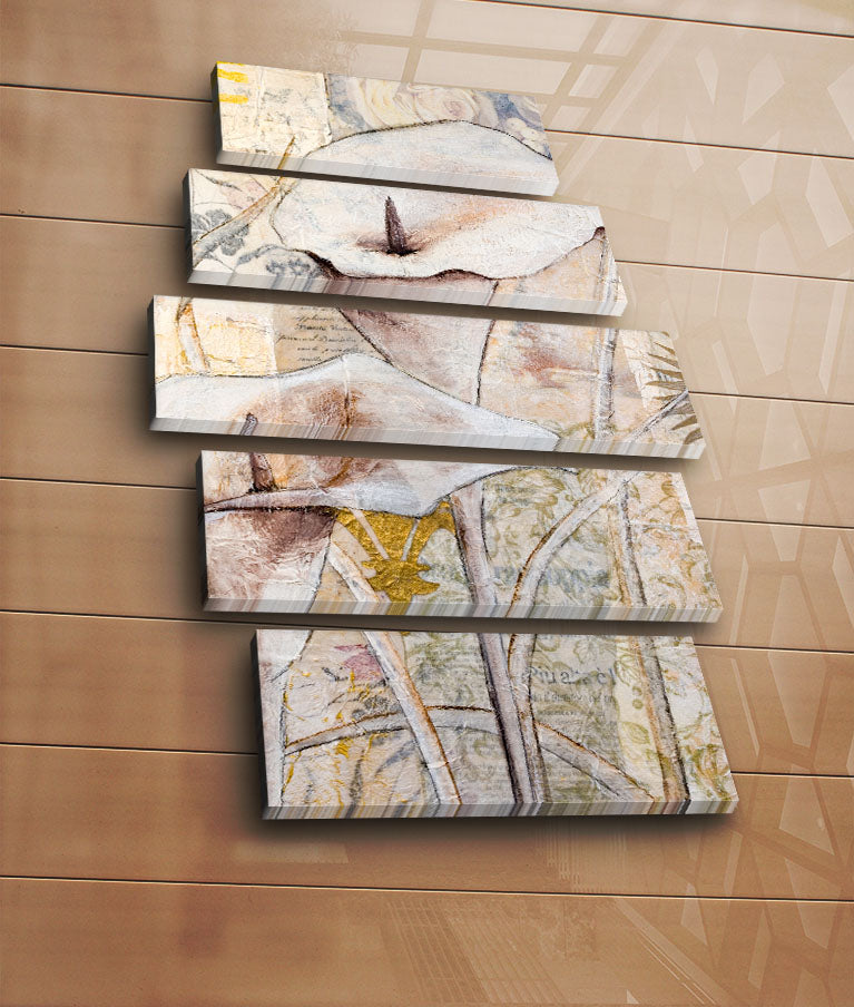 Quadro Decorativo em Tela (5 Peças) Multicolor 70x105 cm – Tela de Camurça 100% com Moldura de Madeira 3 cm