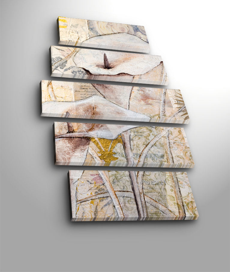 Quadro Decorativo em Tela (5 Peças) Multicolor 70x105 cm – Tela de Camurça 100% com Moldura de Madeira 3 cm