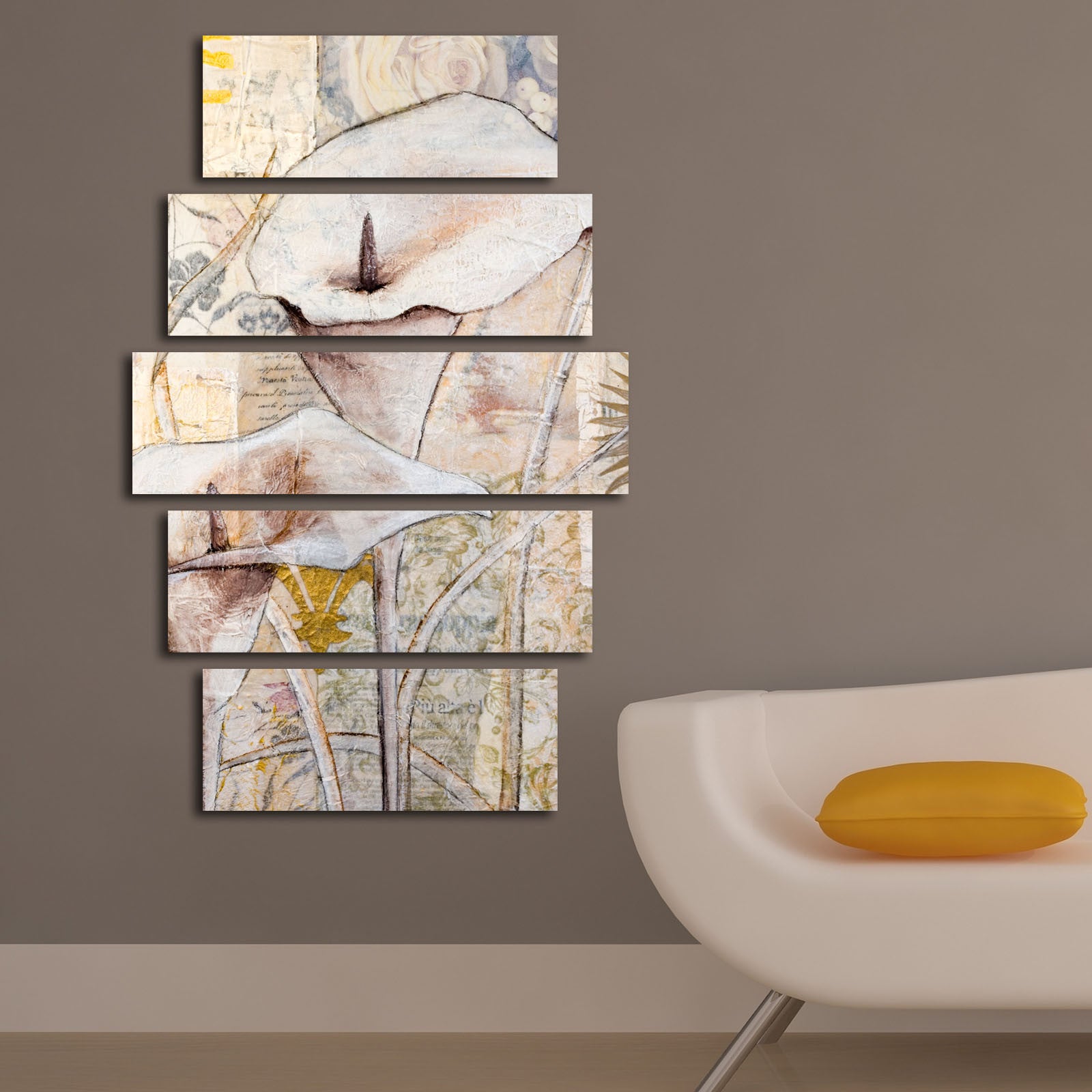 Quadro Decorativo em Tela (5 Peças) Multicolor 70x105 cm – Tela de Camurça 100% com Moldura de Madeira 3 cm