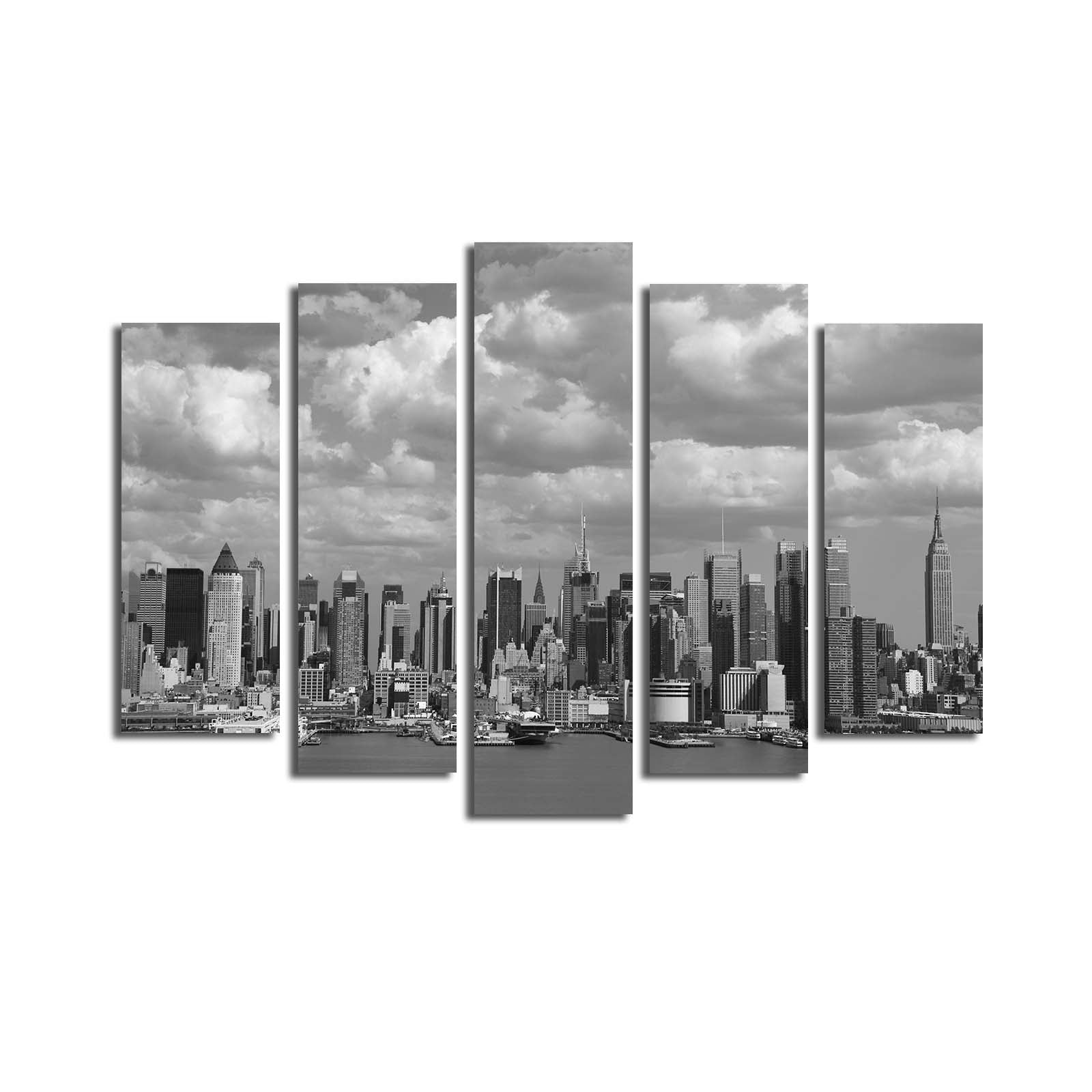 Quadro Decorativo Multicolor em 5 Peças (Canvas Suede 100%) com Moldura de Madeira – 70 x 105 cm