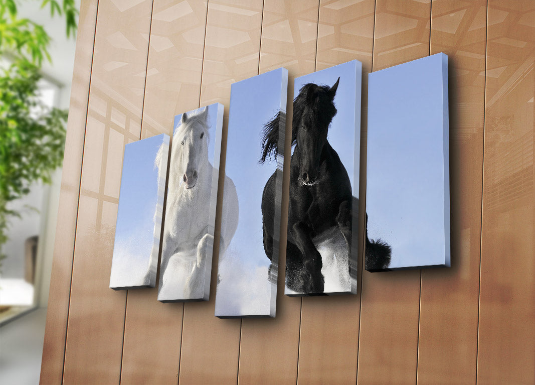 Quadro Decorativo em Tela (Conjunto de 5 Peças) Multicolor 70x105 cm – 5PATK-119 | Tela 100% Camurça e Moldura de Madeira 3 cm