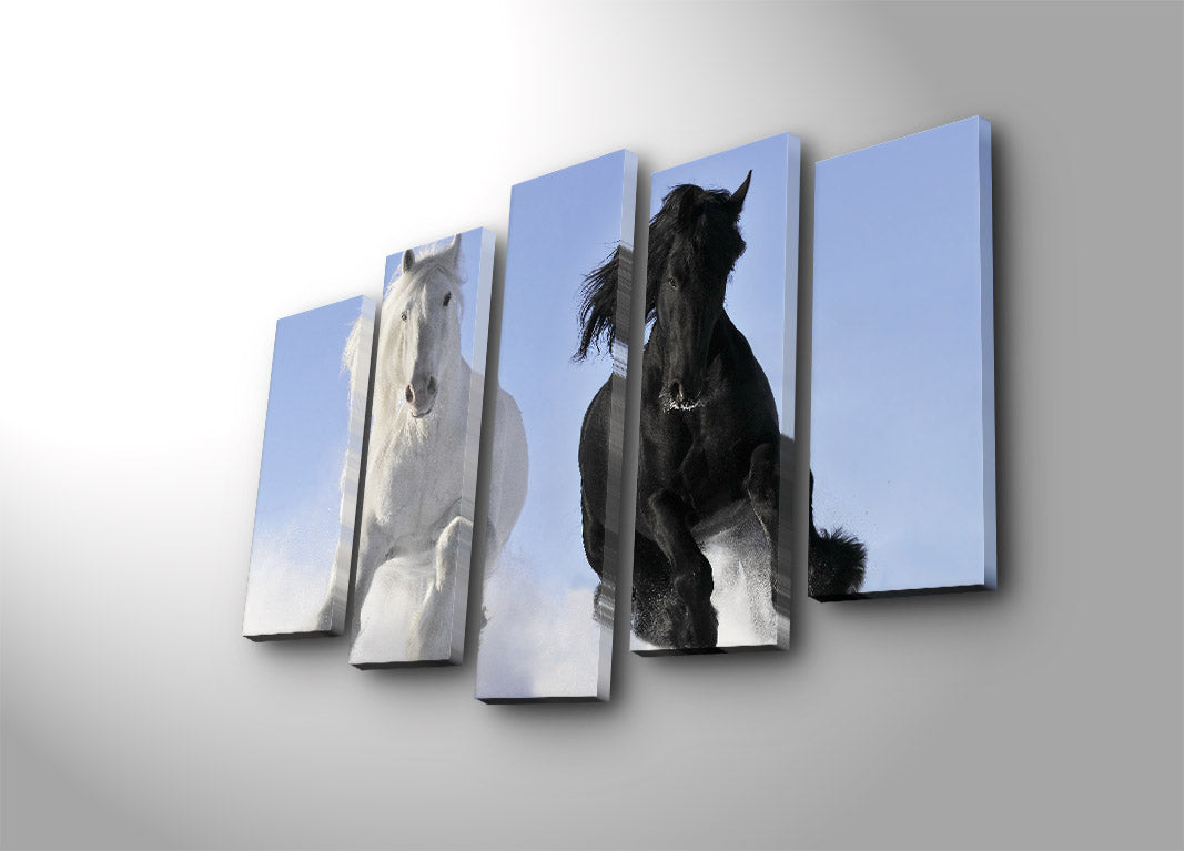 Quadro Decorativo em Tela (Conjunto de 5 Peças) Multicolor 70x105 cm – 5PATK-119 | Tela 100% Camurça e Moldura de Madeira 3 cm