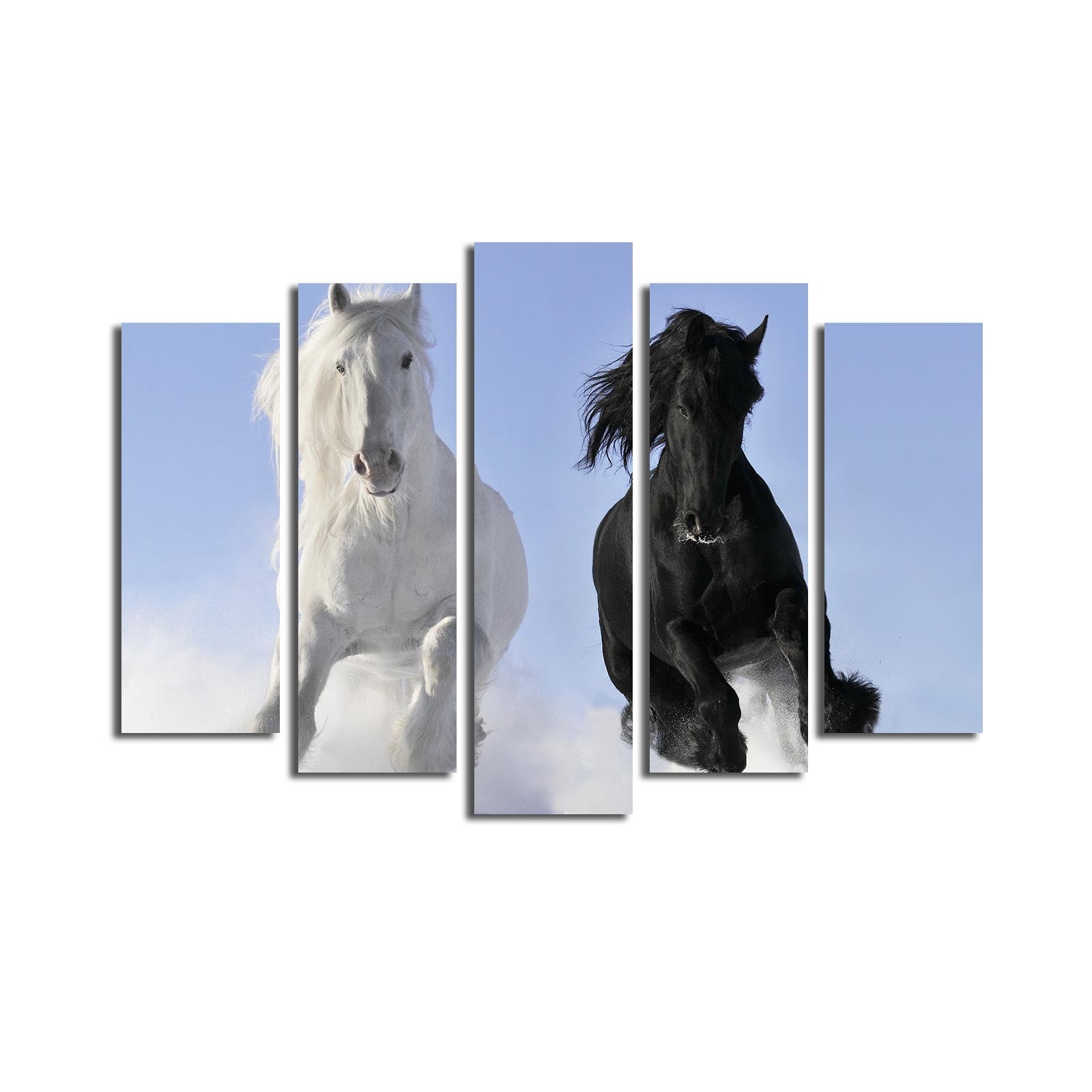 Quadro Decorativo em Tela (Conjunto de 5 Peças) Multicolor 70x105 cm – 5PATK-119 | Tela 100% Camurça e Moldura de Madeira 3 cm