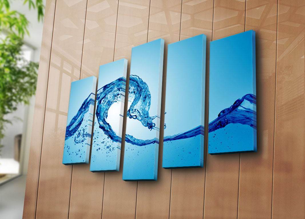 Quadro Decorativo em Tela Suede Multicolor (5 Peças) 70x105 cm com Moldura de Madeira