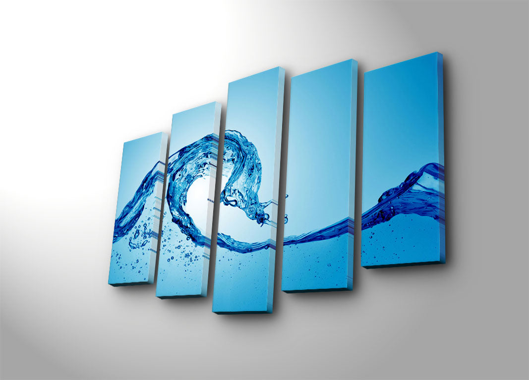 Quadro Decorativo em Tela Suede Multicolor (5 Peças) 70x105 cm com Moldura de Madeira