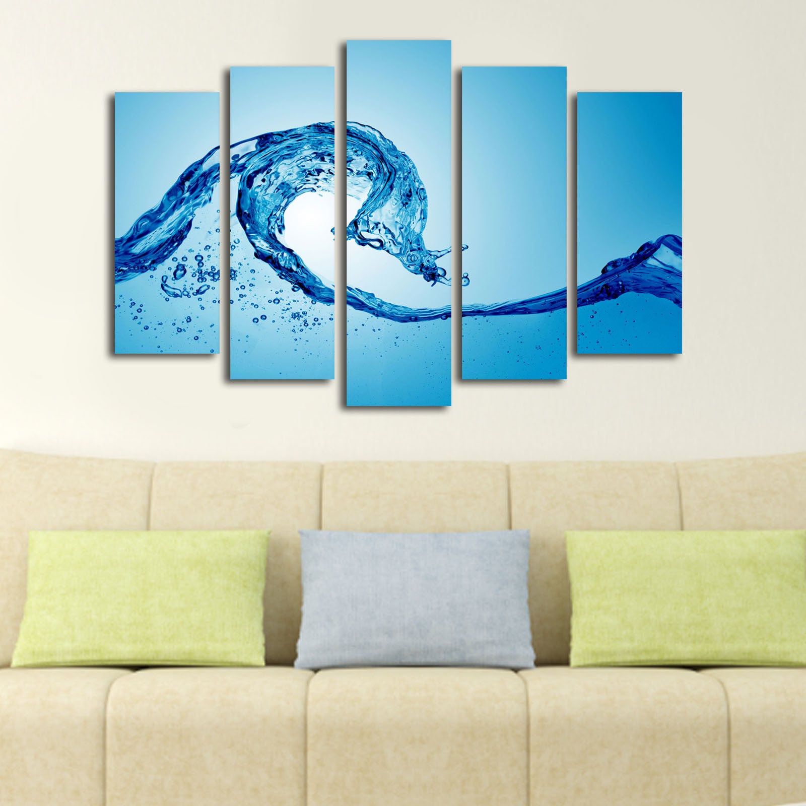 Quadro Decorativo em Tela Suede Multicolor (5 Peças) 70x105 cm com Moldura de Madeira