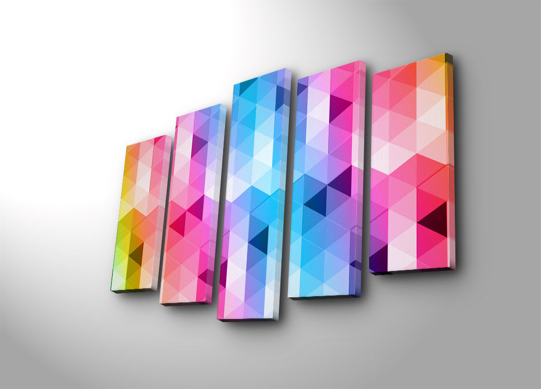 Quadro Decorativo em Tela (5 Peças) Multicolor 70x105 cm — Canvas Suede 100% com Moldura de Madeira
