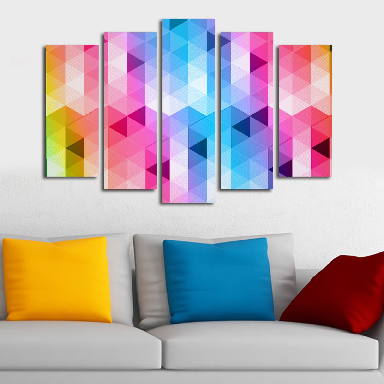 Quadro Decorativo em Tela (5 Peças) Multicolor 70x105 cm — Canvas Suede 100% com Moldura de Madeira