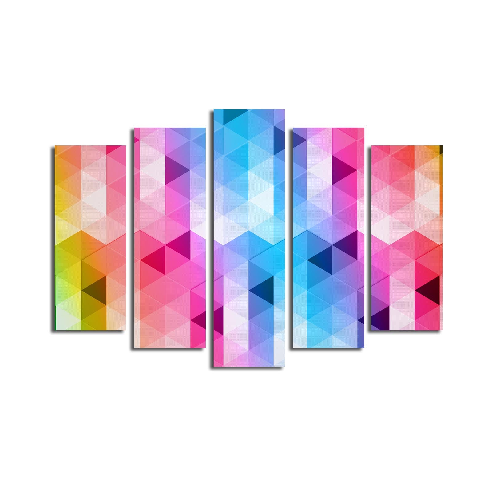 Quadro Decorativo em Tela (5 Peças) Multicolor 70x105 cm — Canvas Suede 100% com Moldura de Madeira