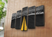 Quadro Decorativo em Tela Suede Multicolor (5 Peças) 70x105 cm com Moldura de Madeira – 5PATK-122