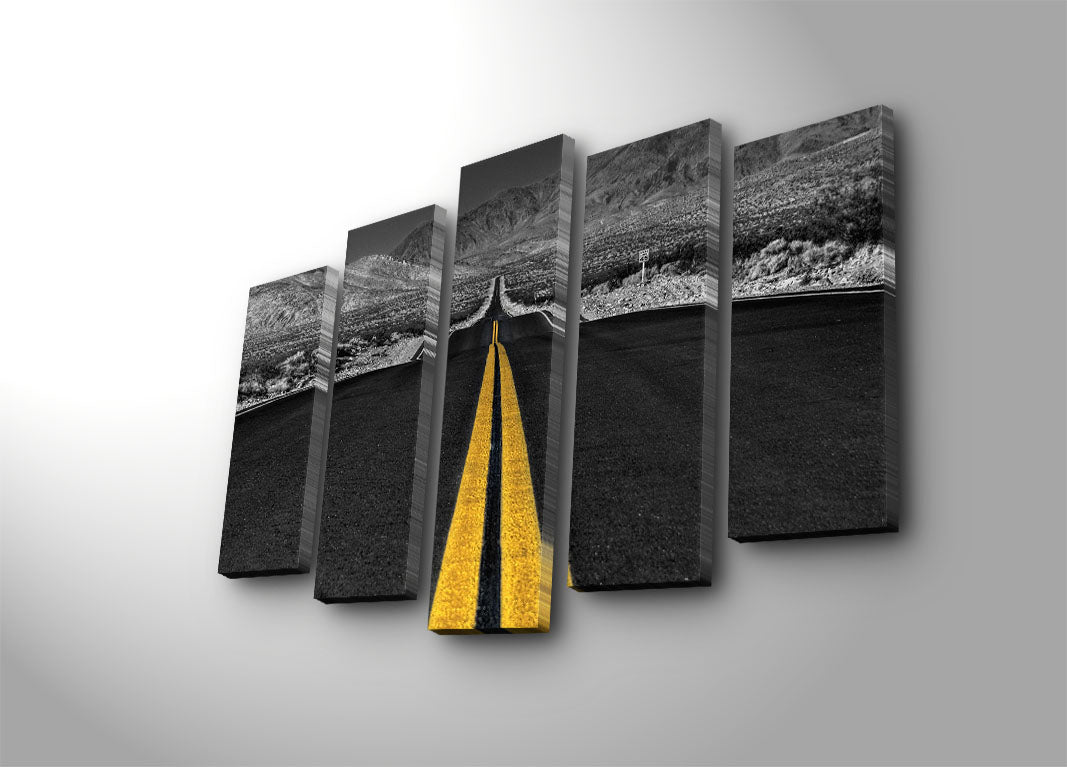 Quadro Decorativo em Tela Suede Multicolor (5 Peças) 70x105 cm com Moldura de Madeira – 5PATK-122