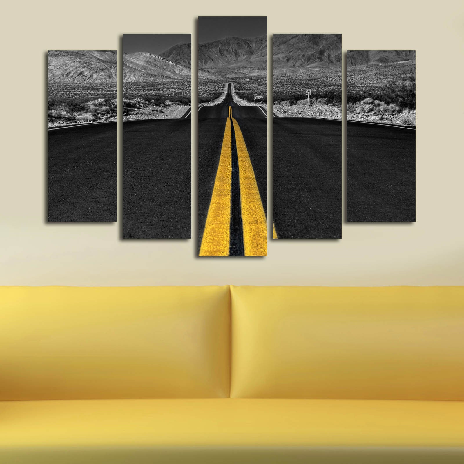 Quadro Decorativo em Tela Suede Multicolor (5 Peças) 70x105 cm com Moldura de Madeira – 5PATK-122