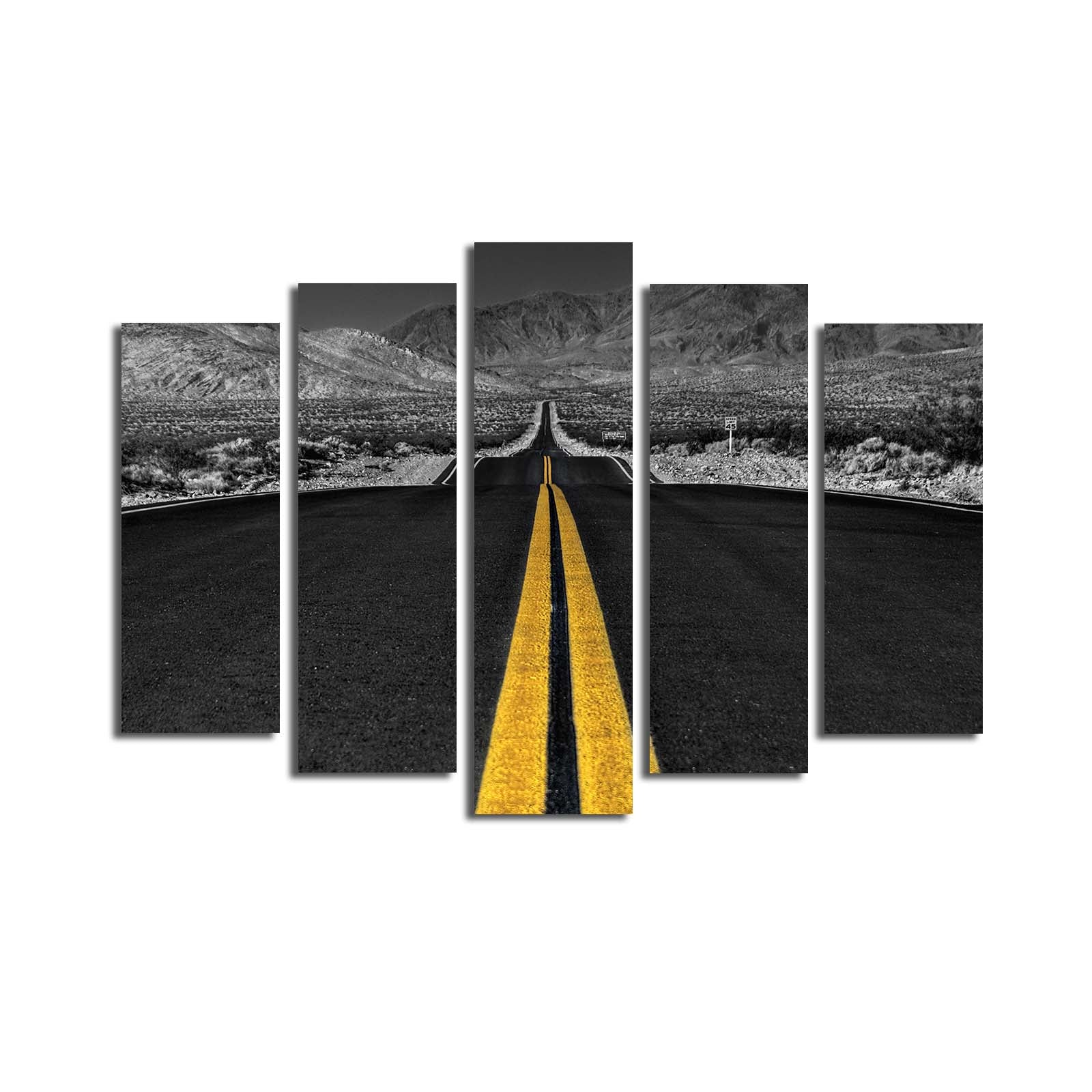 Quadro Decorativo em Tela Suede Multicolor (5 Peças) 70x105 cm com Moldura de Madeira – 5PATK-122