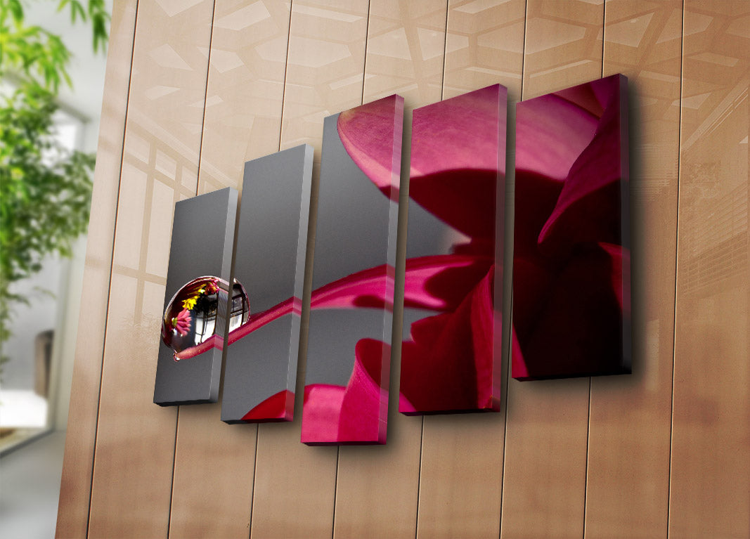 Conjunto de Quadros em Tela Suede Multicolor (5 Peças) — 70 x 105 cm, Moldura de Madeira 3 cm