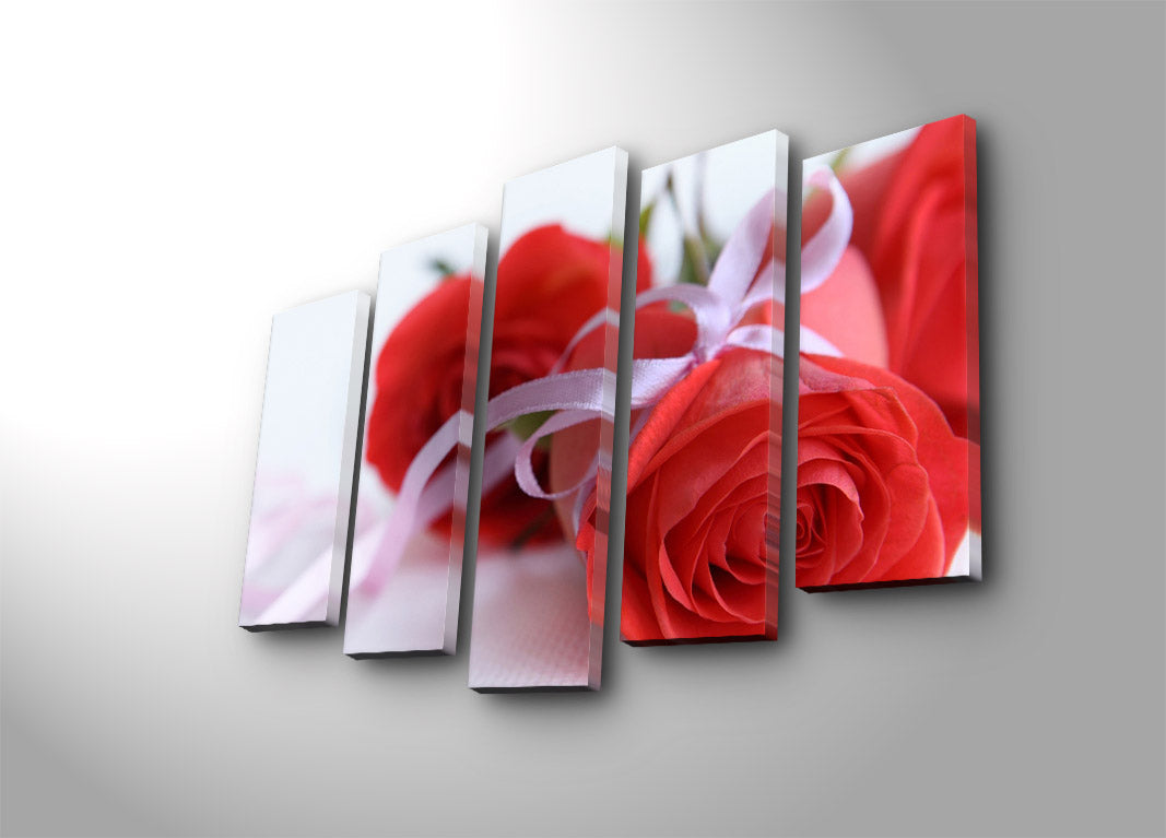 Quadro Decorativo em Tela Suede Multicolor (5 Peças) 70x105 cm | Moldura em Madeira 3 cm | 5PATK-124