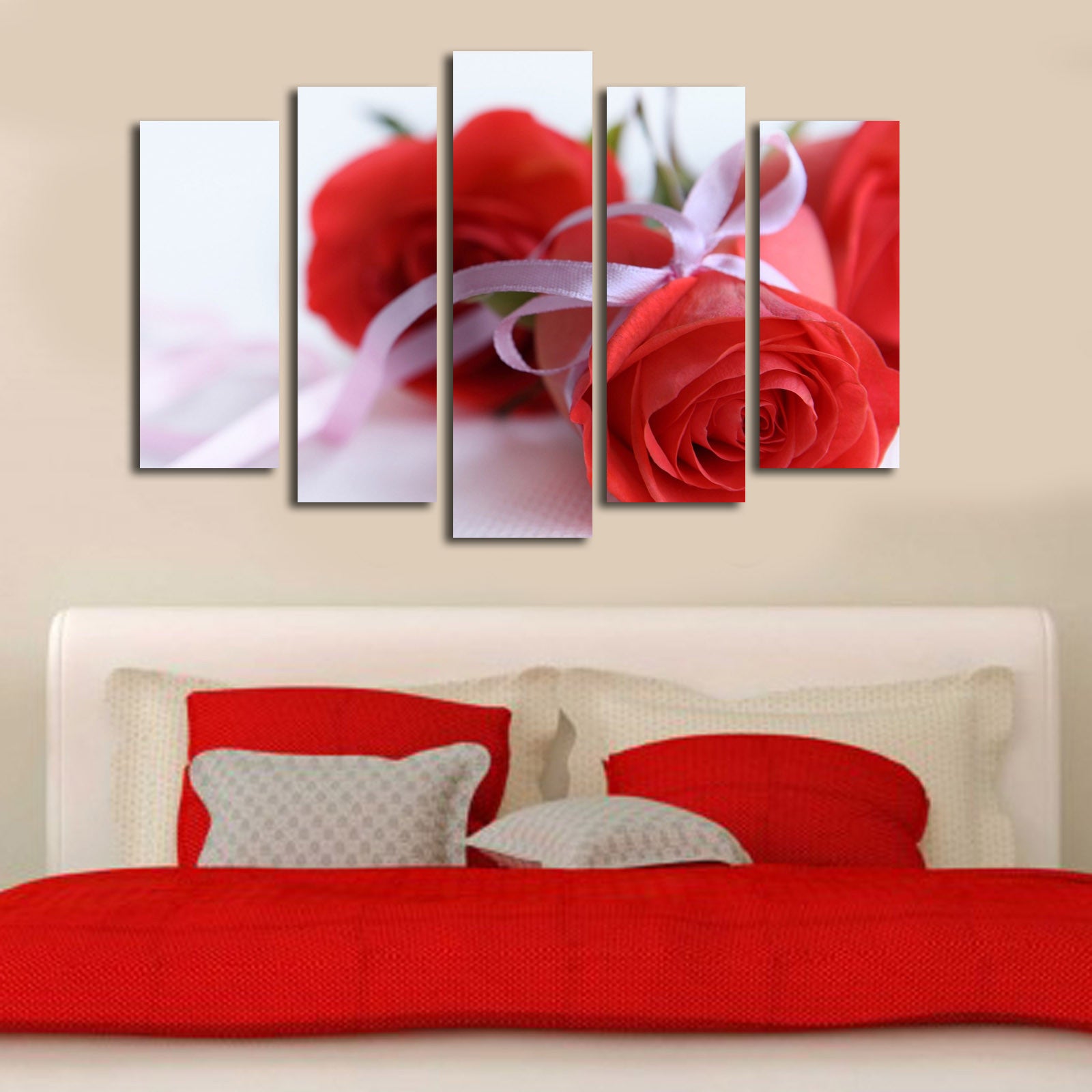 Quadro Decorativo em Tela Suede Multicolor (5 Peças) 70x105 cm | Moldura em Madeira 3 cm | 5PATK-124