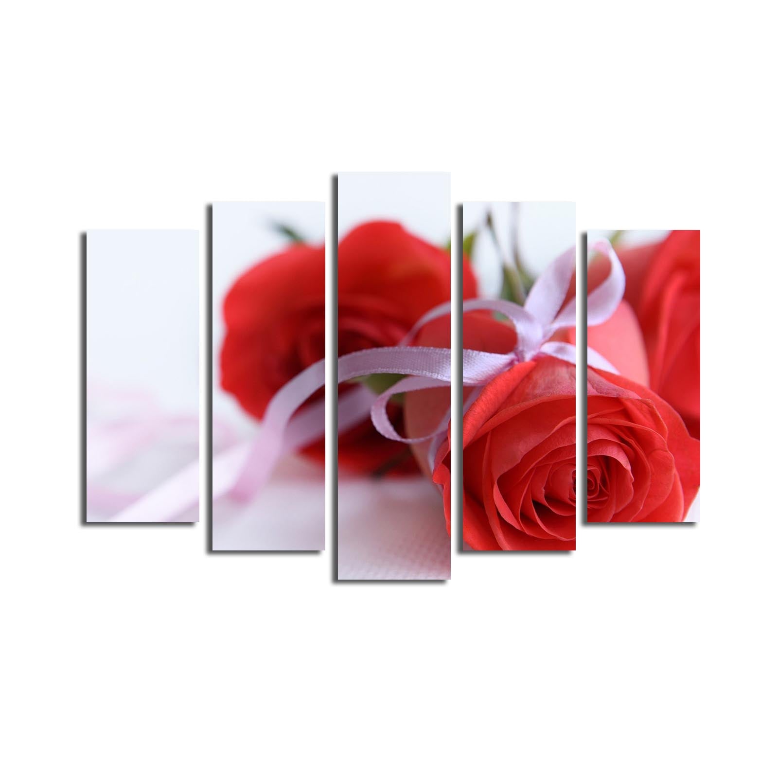 Quadro Decorativo em Tela Suede Multicolor (5 Peças) 70x105 cm | Moldura em Madeira 3 cm | 5PATK-124