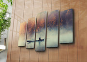 Quadro Decorativo em Tela Multicolor (Conjunto 5 Peças) 70 x 105 cm | 100% Suede Canvas | Moldura de Madeira 3 cm | 5PATK-125