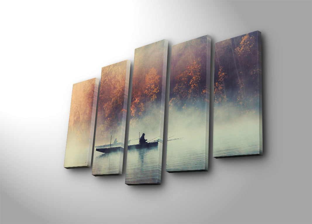 Quadro Decorativo em Tela Multicolor (Conjunto 5 Peças) 70 x 105 cm | 100% Suede Canvas | Moldura de Madeira 3 cm | 5PATK-125