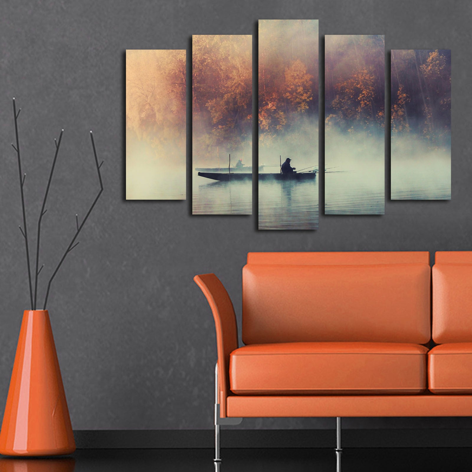 Quadro Decorativo em Tela Multicolor (Conjunto 5 Peças) 70 x 105 cm | 100% Suede Canvas | Moldura de Madeira 3 cm | 5PATK-125