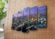 Quadro Decorativo em Tela Suede Multicolor (Conjunto de 5 Peças) com Moldura de Madeira – 70 x 105 cm